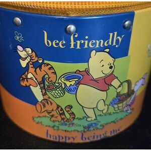Vintage Winnie The Pooh & Friends Metal Tin Purse Lunch Pail "Bee Friendly" 70's